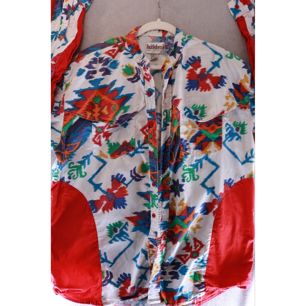 Saddlebrook Western Shirt Mens XL Southwestern Aztec Print Cotton Button Front - Picture 6 of 16